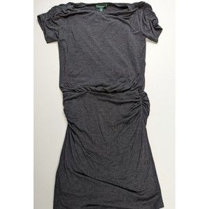 Lauren Ralph Lauren Dress Womens Size 6 Gray Jersey Knit Sides Ruched Crew Neck